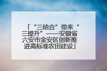 “三结合”带来“三提升”——安徽省六安市金安区创新推进高标准农田建设