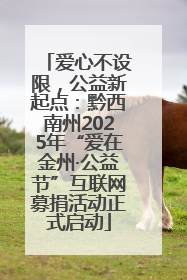 爱心不设限，公益新起点：黔西南州2025年“爱在金州·公益节”互联网募捐活动正式启动