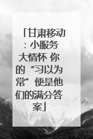 甘肃移动：小服务 大情怀 你的“习以为常”便是他们的满分答案