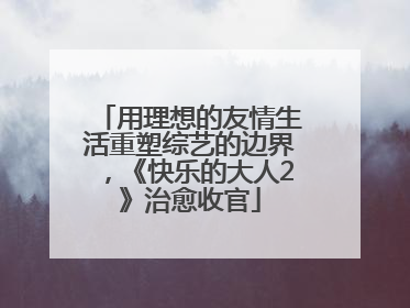用理想的友情生活重塑综艺的边界，《快乐的大人2》治愈收官