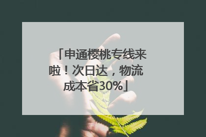 申通樱桃专线来啦！次日达，物流成本省30%