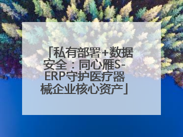 私有部署+数据安全：同心雁S-ERP守护医疗器械企业核心资产