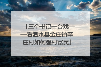 三个书记一台戏——看泗水县金庄镇辛庄村如何强村富民