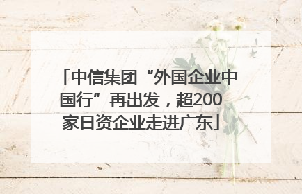 中信集团“外国企业中国行”再出发，超200家日资企业走进广东