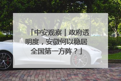 中安观察｜政府透明度，安徽何以稳居全国第一方阵？