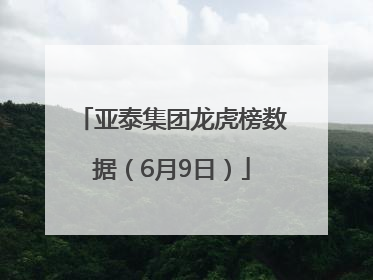 亚泰集团龙虎榜数据（6月9日）