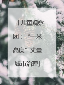 儿童观察团：“一米高度”丈量城市治理