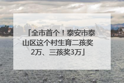 全市首个！泰安市泰山区这个村生育二孩奖2万、三孩奖3万