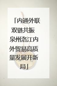 内通外联双链共振 泉州洛江内外贸易高质量发展开新局