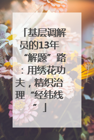 基层调解员的13年“解题”路：用绣花功夫，精织治理“经纬线”