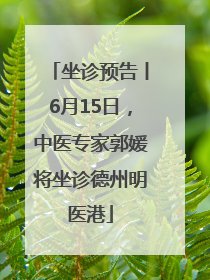 坐诊预告丨6月15日，中医专家郭媛将坐诊德州明医港