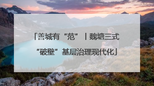 善城有“范”丨魏塘三式“破壁”基层治理现代化