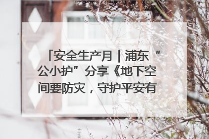 安全生产月｜浦东“公小护”分享《地下空间要防灾，守护平安有我在》安全谣