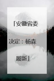 安徽省委决定：杨森履新