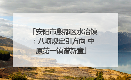 安阳市殷都区水冶镇：八项规定引方向 中原第一镇谱新章