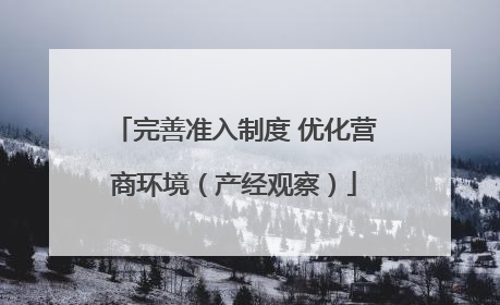 完善准入制度 优化营商环境（产经观察）
