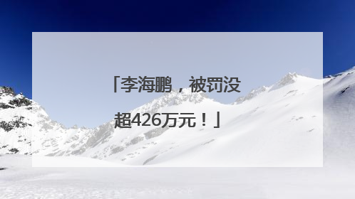 李海鹏，被罚没超426万元！