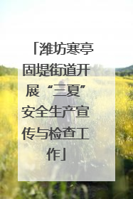潍坊寒亭固堤街道开展“三夏”安全生产宣传与检查工作