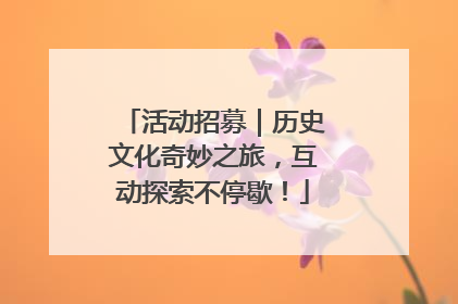 活动招募｜历史文化奇妙之旅，互动探索不停歇！