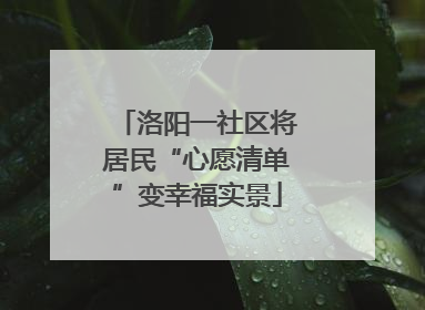 洛阳一社区将居民“心愿清单”变幸福实景