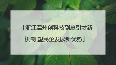 浙江温州创科技副总引才新机制 塑民企发展新优势