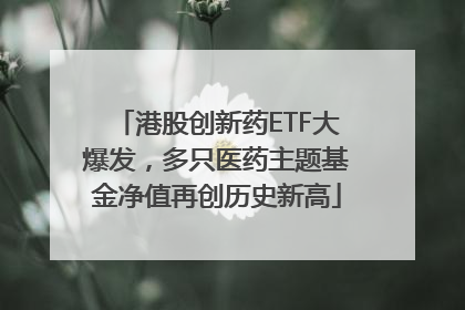 港股创新药ETF大爆发，多只医药主题基金净值再创历史新高