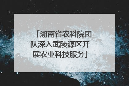 湖南省农科院团队深入武陵源区开展农业科技服务