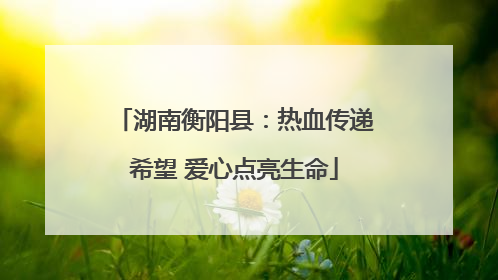 湖南衡阳县：热血传递希望 爱心点亮生命