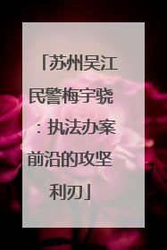 苏州吴江民警梅宇骁：执法办案前沿的攻坚利刃
