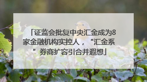 证监会批复中央汇金成为8家金融机构实控人，“汇金系”券商扩容引合并遐想