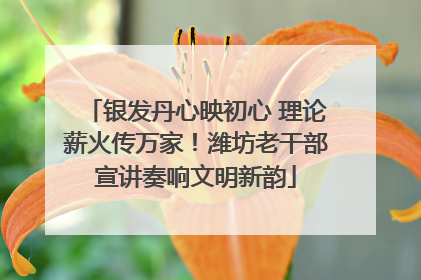 银发丹心映初心 理论薪火传万家！潍坊老干部宣讲奏响文明新韵