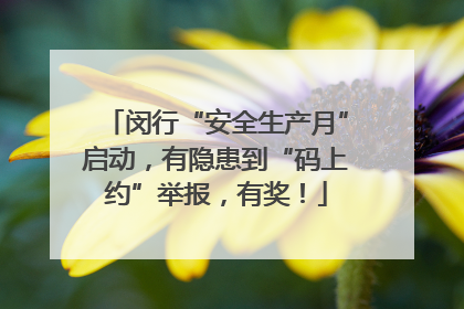 闵行“安全生产月”启动，有隐患到“码上约”举报，有奖！