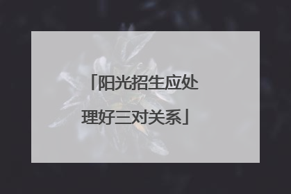 阳光招生应处理好三对关系