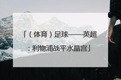 （体育）足球——英超：利物浦战平水晶宫