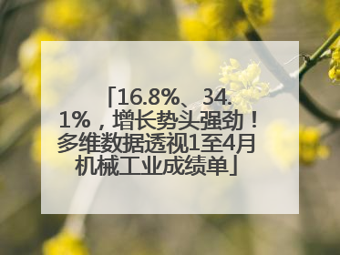 16.8%、34.1%，增长势头强劲！多维数据透视1至4月机械工业成绩单